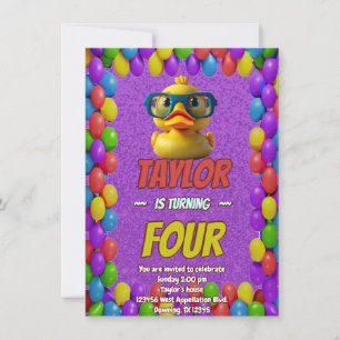 Convite de Aniversário Personalizado Cute de Pato 