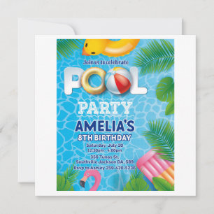 convite de aniversário personalizado da piscina