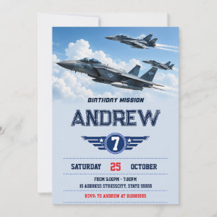 Convite de Aniversário Personalizado de Avião de C