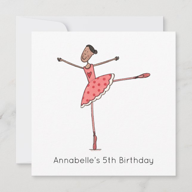 Convite de Aniversário Personalizado de Bailarina (Frente)