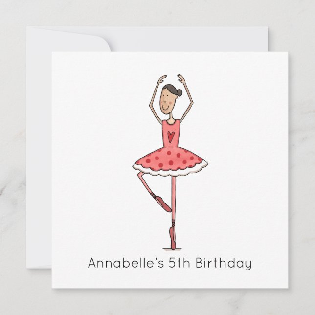 Convite de Aniversário Personalizado de Bailarina (Frente)
