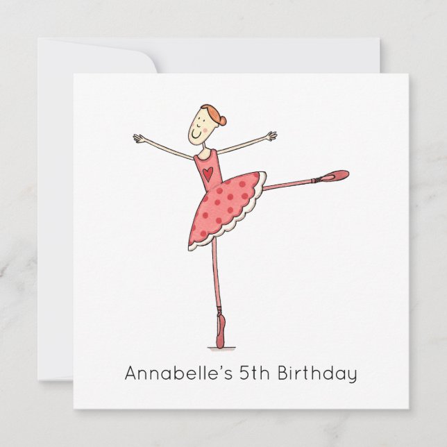 Convite de Aniversário Personalizado de Bailarina (Frente)