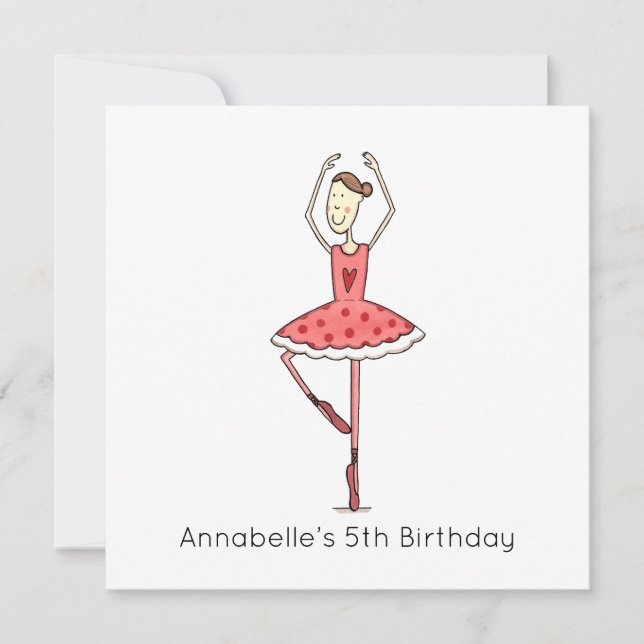 Convite de Aniversário Personalizado de Bailarina (Frente)