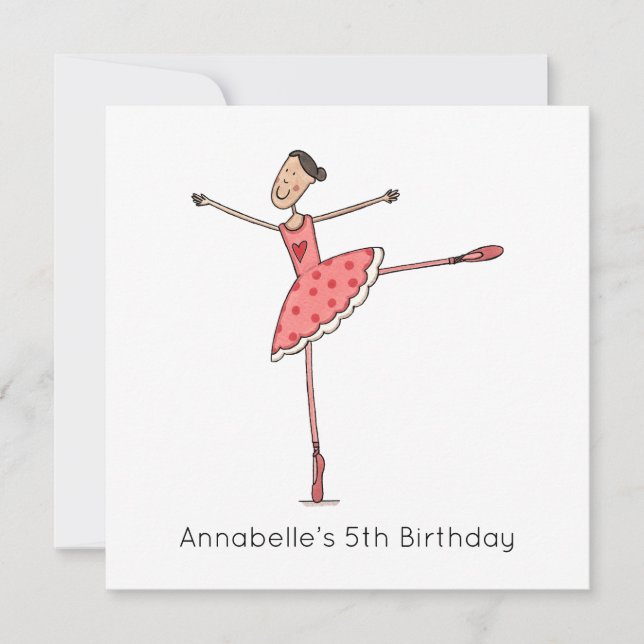 Convite de Aniversário Personalizado de Bailarina (Frente)