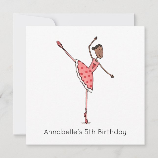 Convite de Aniversário Personalizado de Bailarina (Frente)