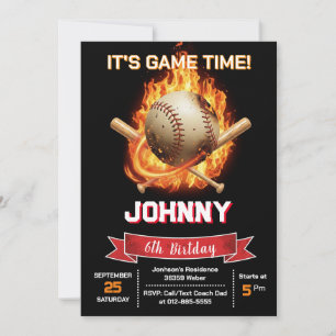Convite de Aniversário Personalizado de Beisebol