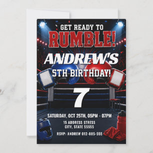 Convite de aniversário personalizado de boxe