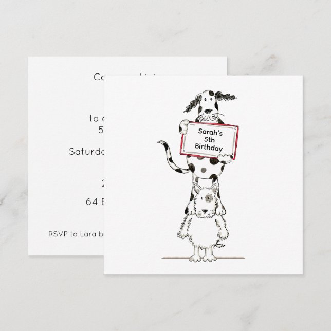 Convite de Aniversário Personalizado de Cães Acrob (Frente/Verso)