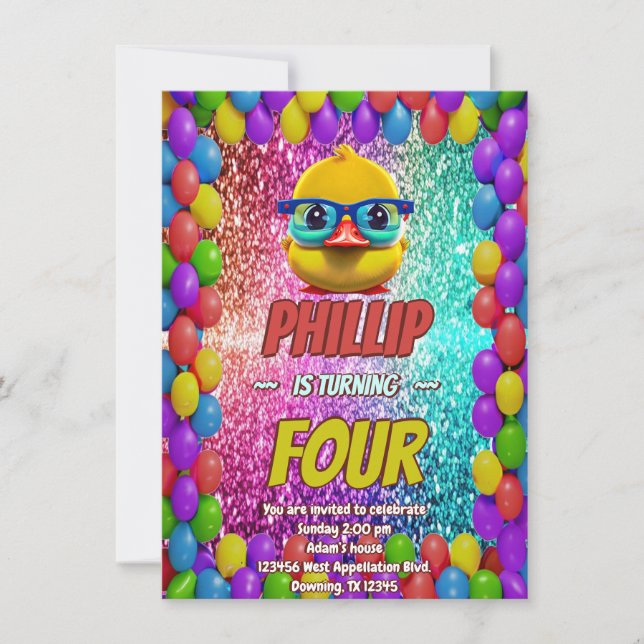 Convite de aniversário personalizado de carateres  (Frente)