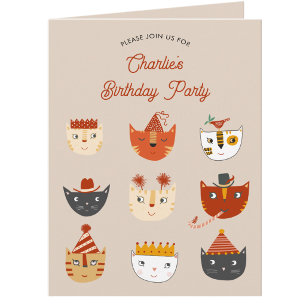 Convite de aniversário Personalizado de Cat Divert