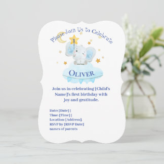 Convite de aniversário personalizado de elefante b
