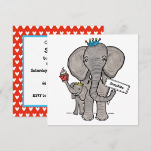 Convite de Aniversário Personalizado de Elefante e