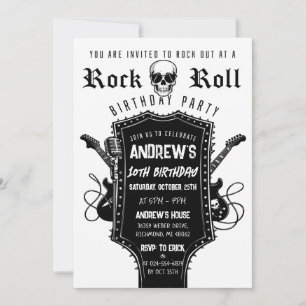 Convite de Aniversário Personalizado de Guitarra R