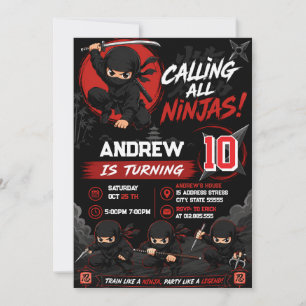 Convite de Aniversário Personalizado de Ninja Guer