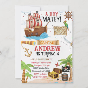 Convite de Aniversário Personalizado de Pirata