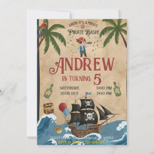 Convite de Aniversário Personalizado de Pirata