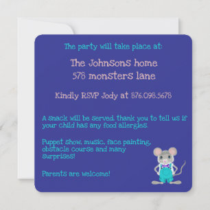 Convite de aniversário personalizado de ratozinho
