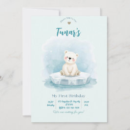 Convite de Aniversário Personalizado de Urso Polar
