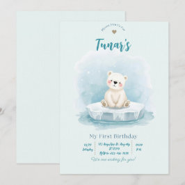 Convite de Aniversário Personalizado de Urso Polar