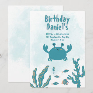 Convite de Aniversário Personalizado do Caranguejo