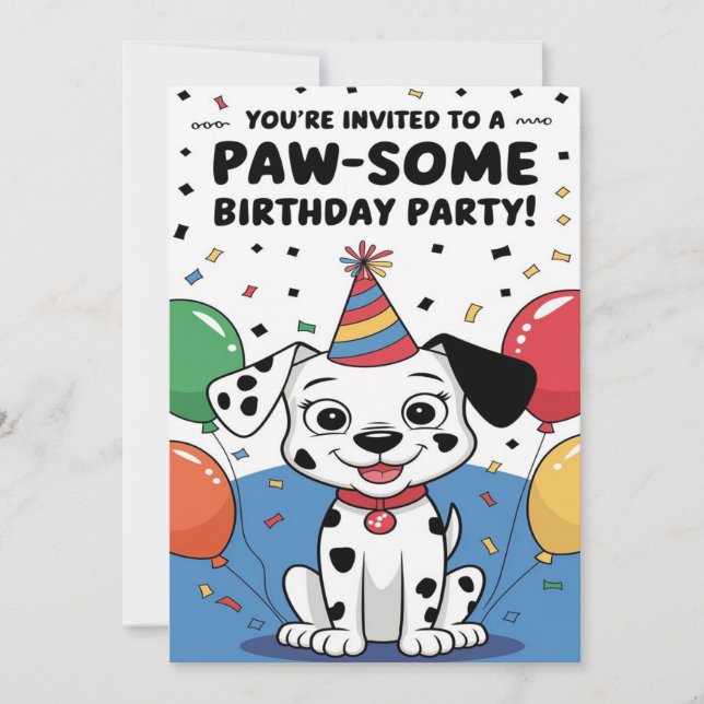 Convite de aniversário personalizado do dálmata (Frente)