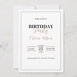 Convite de aniversário Personalizado Elegante