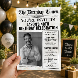 Convite de Aniversário Personalizado em Estilo Jor