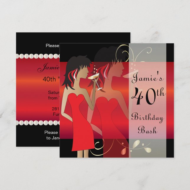 Convite de Aniversário Personalizado Festa Vermelh (Frente/Verso)