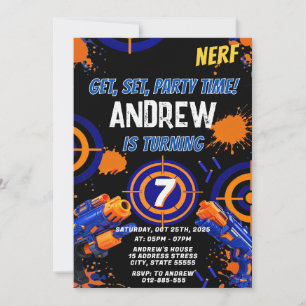 Convite de Aniversário Personalizado Infantil Nerf