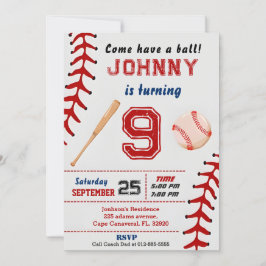 Convite de aniversário personalizado para beisebol