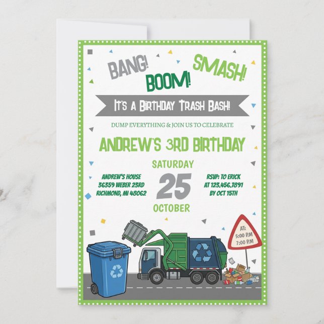 Convite de Aniversário Personalizado para Caminhão (Frente)