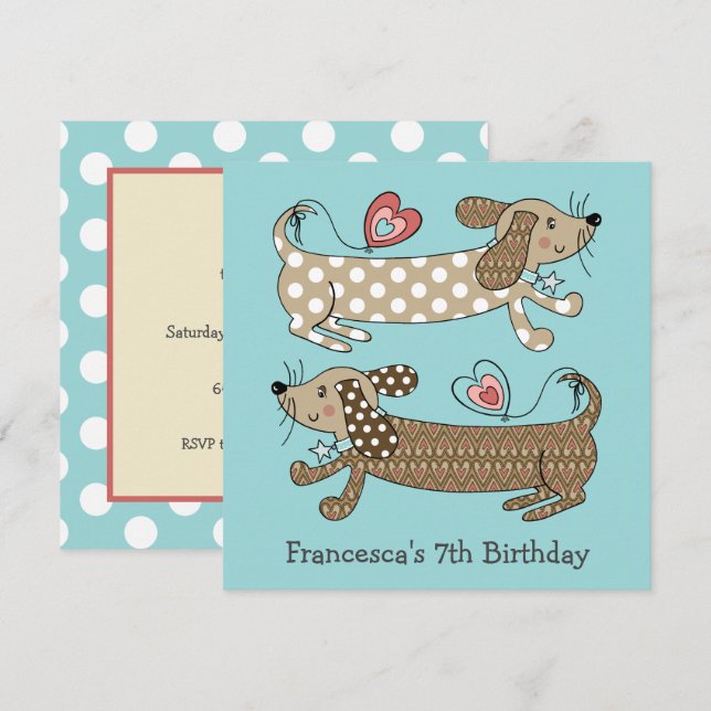 Convite de Aniversário Personalizado para Canina d (Frente/Verso)