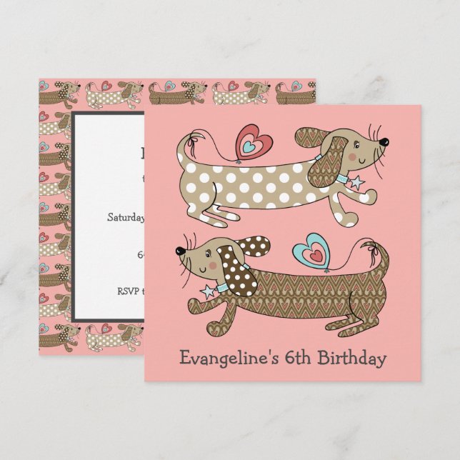 Convite de Aniversário Personalizado para Canina d (Frente/Verso)