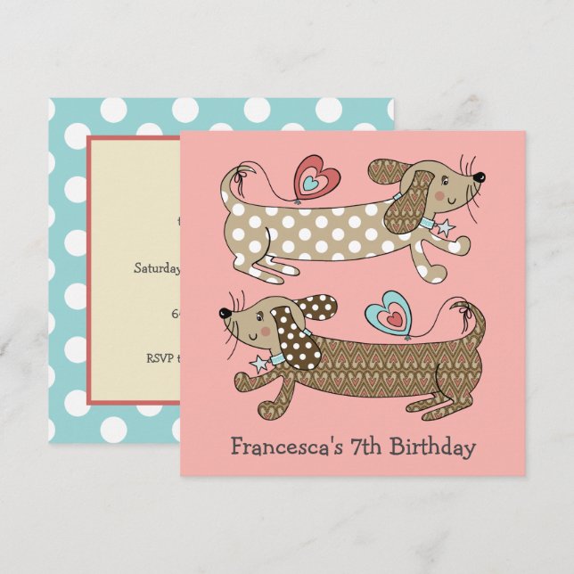 Convite de Aniversário Personalizado para Canina d (Frente/Verso)