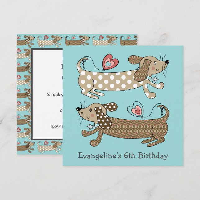 Convite de Aniversário Personalizado para Canina d (Frente/Verso)