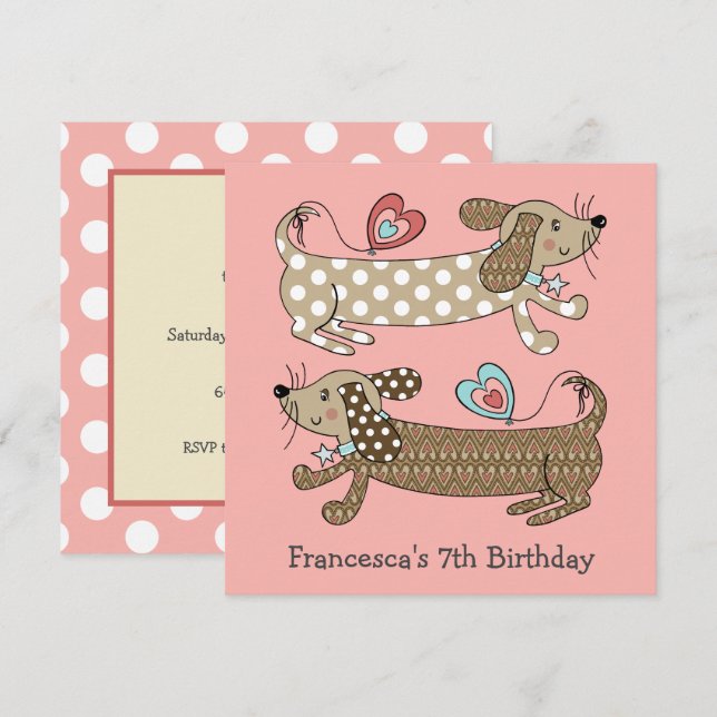 Convite de Aniversário Personalizado para Canina d (Frente/Verso)