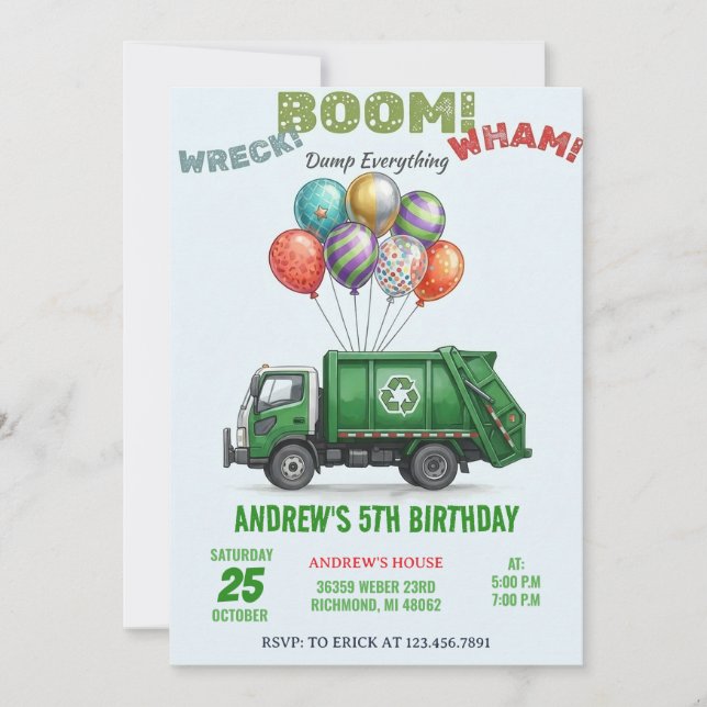 Convite de Aniversário Personalizado para Reciclag (Frente)