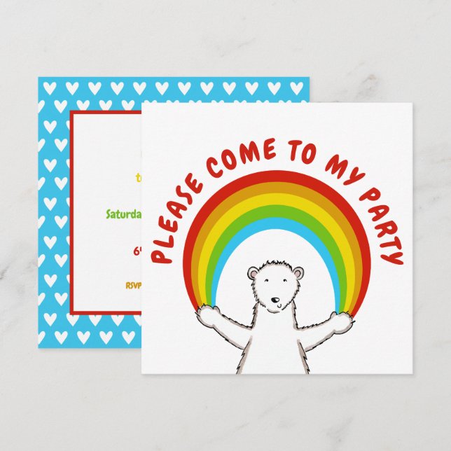 Convite de Aniversário Personalizado para Urso Pol (Frente/Verso)