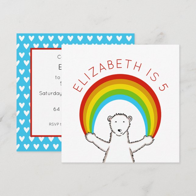 Convite de Aniversário Personalizado para Urso Pol (Frente/Verso)