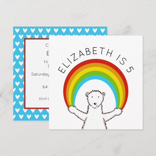 Convite de Aniversário Personalizado para Urso Pol (Frente/Verso)