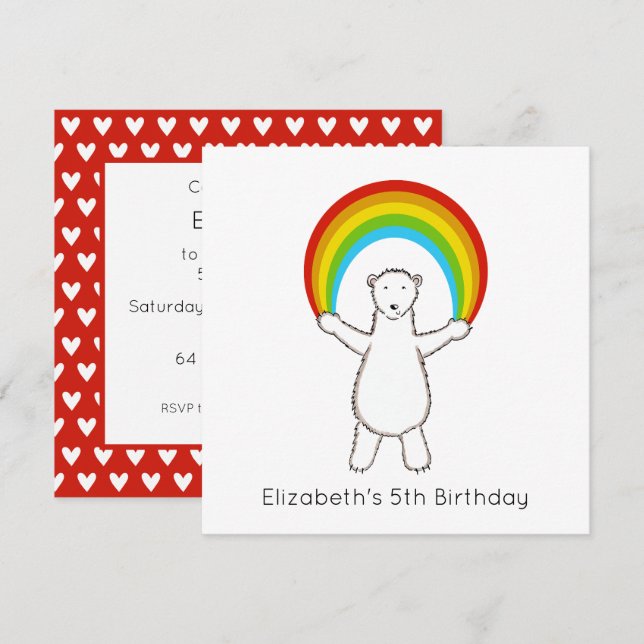 Convite de Aniversário Personalizado para Urso Pol (Frente/Verso)