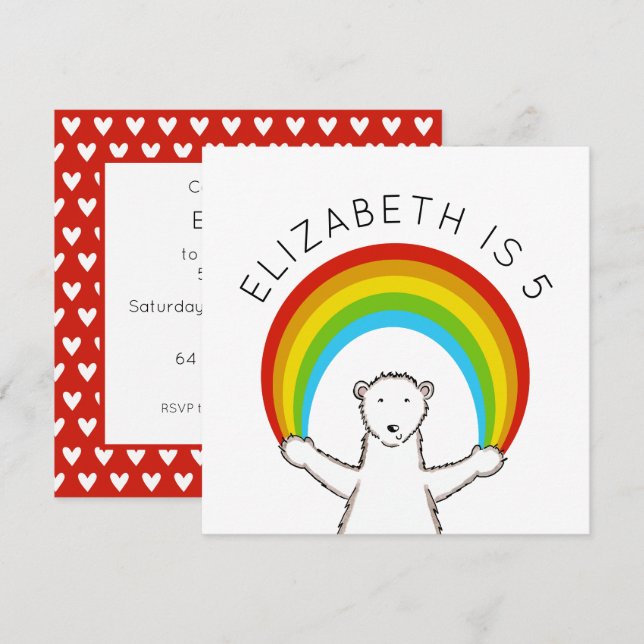 Convite de Aniversário Personalizado para Urso Pol (Frente/Verso)