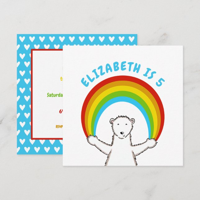 Convite de Aniversário Personalizado para Urso Pol (Frente/Verso)