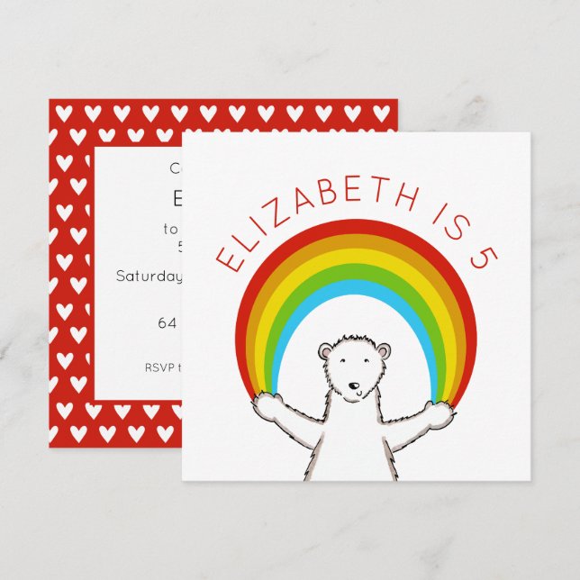 Convite de Aniversário Personalizado para Urso Pol (Frente/Verso)
