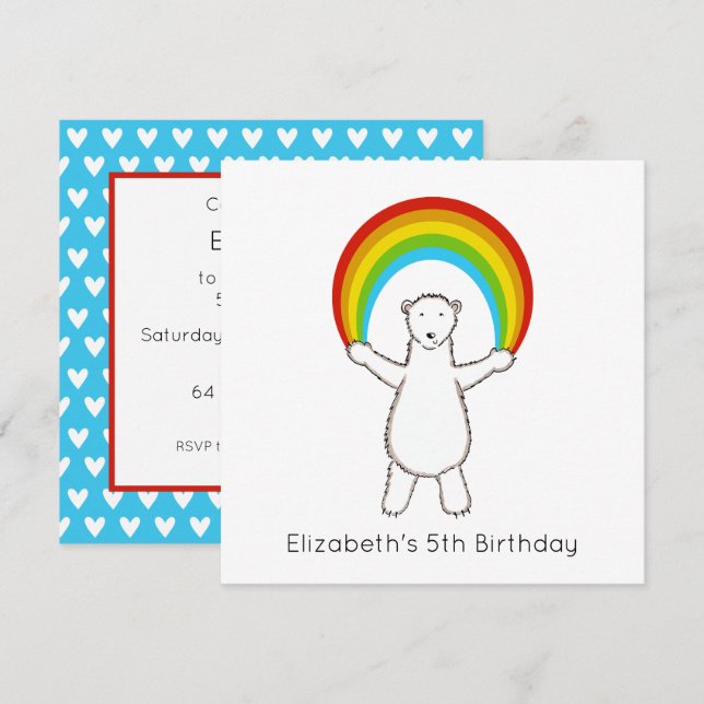 Convite de Aniversário Personalizado para Urso Pol (Frente/Verso)