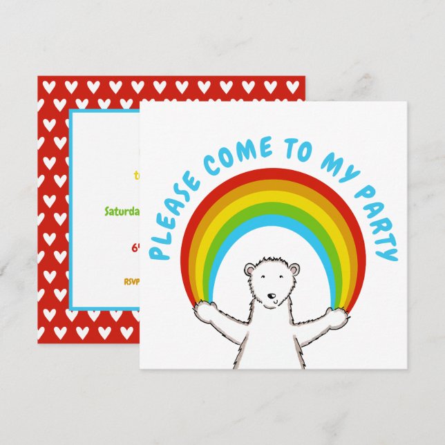 Convite de Aniversário Personalizado para Urso Pol (Frente/Verso)