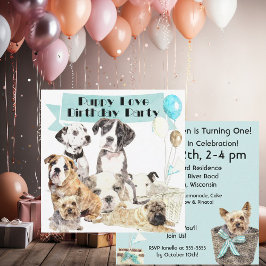Convite de Aniversário Personalizado Puppy Love