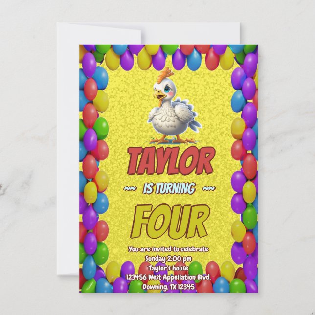 Convite de Aniversário Personalizado Turquia Único (Frente)