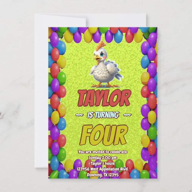Convite de Aniversário Personalizado Turquia Único (Frente)