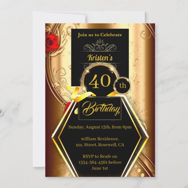 Convite de aniversário personalizável (Frente)